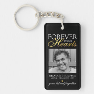 Black Gold Funeral Photo Memorial Keepsake Key Ring