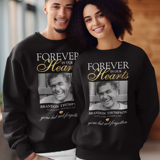 Black Gold Funeral Photo Memorial Sweatshirt (Creator Uploaded)