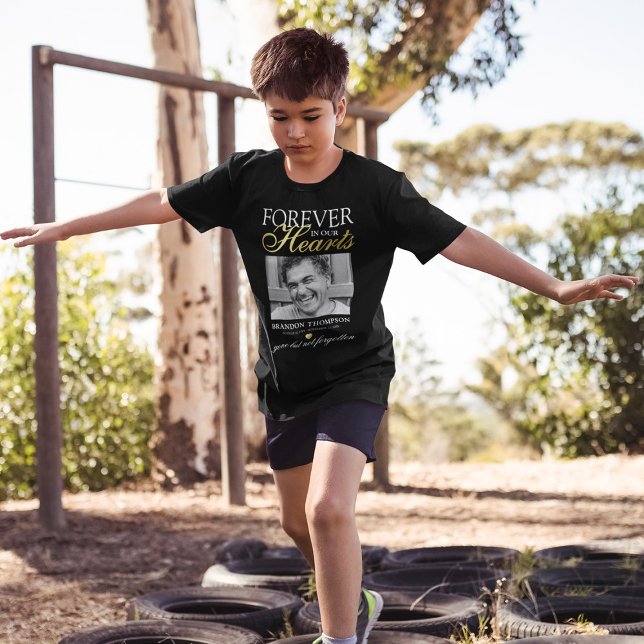 Black Gold Funeral Photo Memorial T-Shirt (Creator Uploaded)