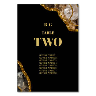 Black & Gold Geode Glitter Wedding  Table Number