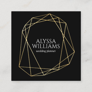 Black & Gold Geometric Frame Elegant Modern Luxury Square Business Card
