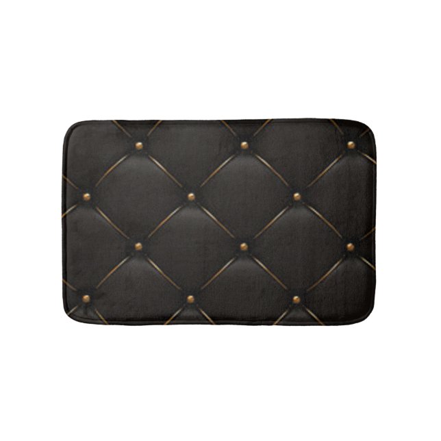 Black & Gold Geometric Pattern Bath Mat (Front)