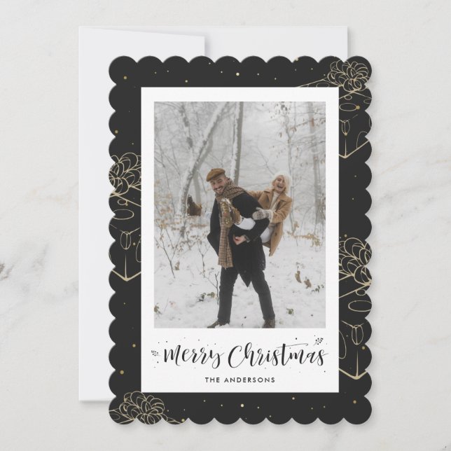 Black Gold Gift Photo Christmas Card (Front)