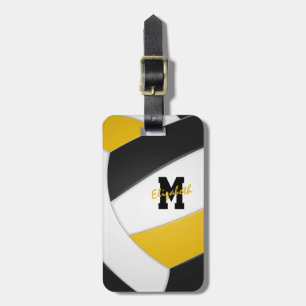black gold girls boys team gifts volleyball luggage tag