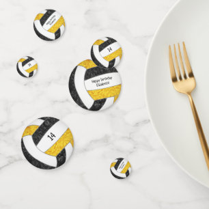 black gold girls volleyball birthday personalised confetti