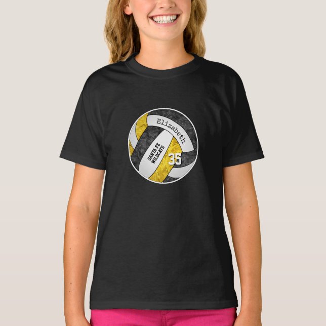 black gold girl's volleyball team colours T-Shirt (Front)