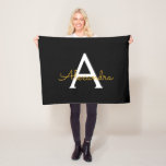Black Gold Girly Monogram Name Modern Fleece Blanket<br><div class="desc">Black and Gold Monogram Name Fleece Blanket. This makes the perfect sweet 16 birthday,  wedding,  bridal shower,  anniversary,  baby shower or bachelorette party gift for someone that loves glam luxury and chic styles.</div>