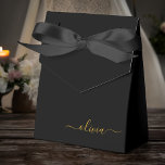 Black Gold Girly Script Monogram Name Modern Favour Box<br><div class="desc">Gold and Black Sparkle Glitter Monogram Add Your Own Name Paper Party Gift Boxes This makes the perfect sweet 16 birthday,  wedding,  bridal shower,  anniversary,  baby shower or bachelorette party gift for someone that loves glam luxury and chic styles.</div>