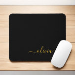 Black Gold Girly Script Monogram Name Modern Mouse Pad<br><div class="desc">Gold and Black Monogram Add Your Own Name Mousepad (Mouse Pad). This makes the perfect sweet 16 birthday,  wedding,  bridal shower,  anniversary,  baby shower or bachelorette party gift for someone that loves glam luxury and chic styles.</div>