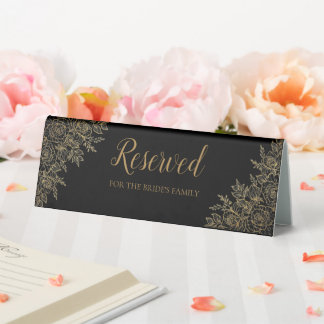 Black Gold Glam Glitter Reserved Wedding