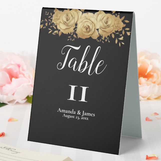 Black Gold Glam Glitter Wedding Table Number  (In SItu (Wedding))