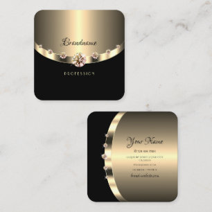 Black Gold Glamour Sparkling Diamonds Professional Square Business Card