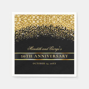 Black Gold Glitter 50th Anniversary Napkin