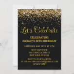 Black & Gold Glitter 50th Birthday Let's Celebrate Invitation<br><div class="desc">Black and Gold Glitter Invite,  50th Birthday Party invitation Fifty,  Let's celebrate digital Any Age,  Instant download Fifty Sixty Fifth,  Personalised 50th 60th Fiftieth Sixtieth,  Elegant Milestone template Golden Glam,  Custom 50 60 Personalised Confetti,  Adult Calligraphy Modern Stylish script,  Chic trendy simple for her,  Bling 55th 65th 45th celebration</div>