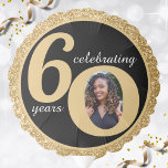 Black & Gold Glitter 60 Sixty Years 60th Birthday Balloon<br><div class="desc">Black and gold glitter happy birthday balloon for a 60 year old.  Sparkly glam design great for women.  Customise the age to suit your occasion and add a personal photograph of the recipient.  Great for a 60th anniversary or birthday party decoration for a sixtieth birthday bash.</div>