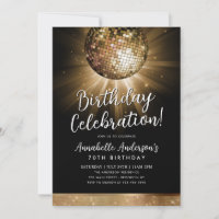 Black Gold Glitter 70s Party Disco Ball Birthday