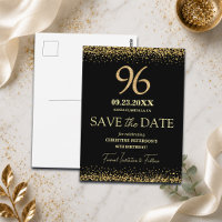Black Gold Glitter 96th Birthday Save the Date