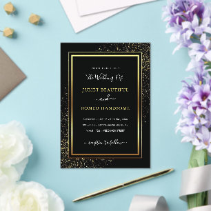 Black Gold Glitter Acrylic Wedding Invitations