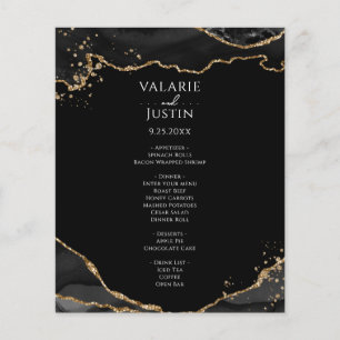 Black Gold Glitter Agate Budget Wedding Menu Flyer