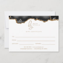 Black Gold Glitter Agate Business Gift Certificate