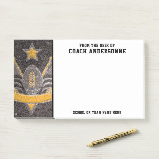 Black Gold Glitter American Football Coach Fathers Post-it Notes