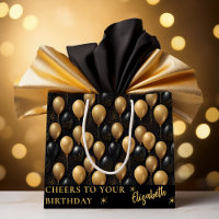 Black Gold Glitter Balloons Birthday Cheers