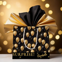 Black Gold Glitter Balloons Birthday Surprise