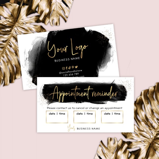 Black & Gold Glitter Beauty Appointment Card (Creator Uploaded)