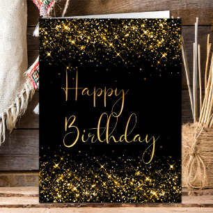 Black Gold Glitter Birthday Card