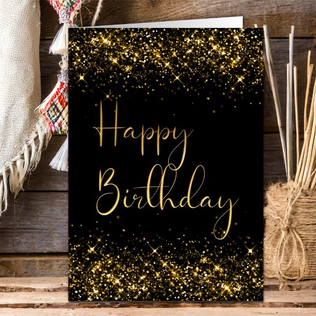Black Gold Glitter Birthday Card (Creator Uploaded)