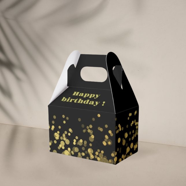 Black gold glitter birthday favour box  (Creator Uploaded)
