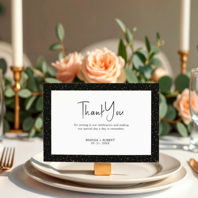 Black & Gold Glitter Black Script On White Invitation (Creator Uploaded)