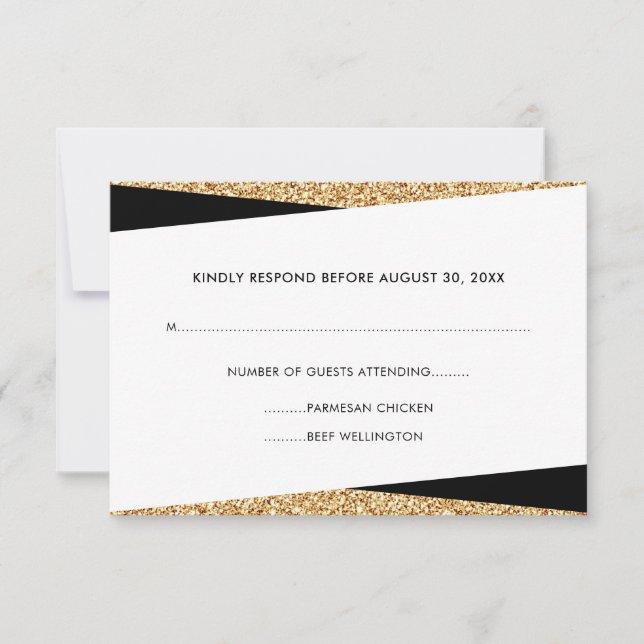 Black & Gold Glitter Business Professional RSVP (Front)