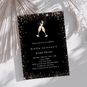 Black gold glitter cheers Bridal Shower Invitation