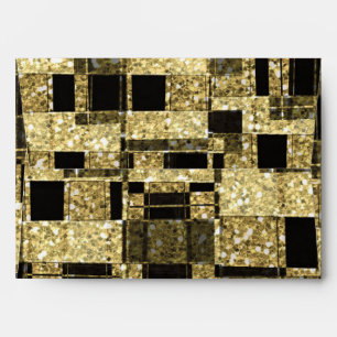 Black & Gold Glitter Chic Squares Invite Envelope