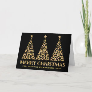 Black Gold Glitter Christmas Son & Daughter in Law Holiday Card