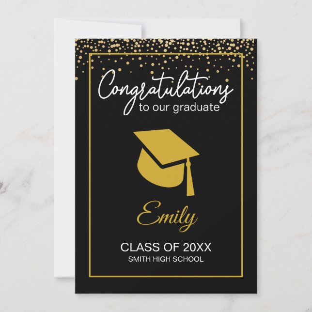 Black Gold Glitter Class of 2021  Announcement (Front)