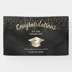 Black Gold Glitter Class of 2022 Graduation Banner