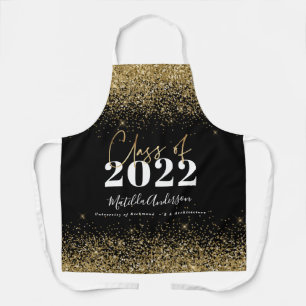 black gold glitter class of graduation modern  apron