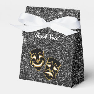 Black Gold Glitter Comedy and Tragedy Theatre Favour Box