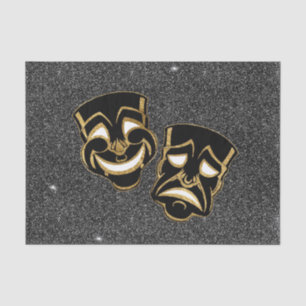 Black Gold Glitter Comedy and Tragedy Theatre Tissue Paper
