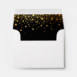 Black Gold Glitter Confetti Dots for RSVP Reply Envelope