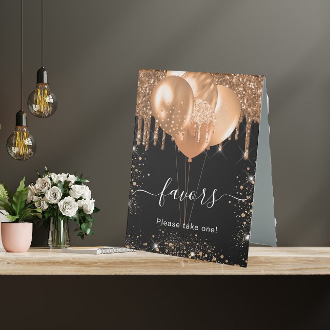 Black gold glitter drips favours guest sign (Creator Uploaded)