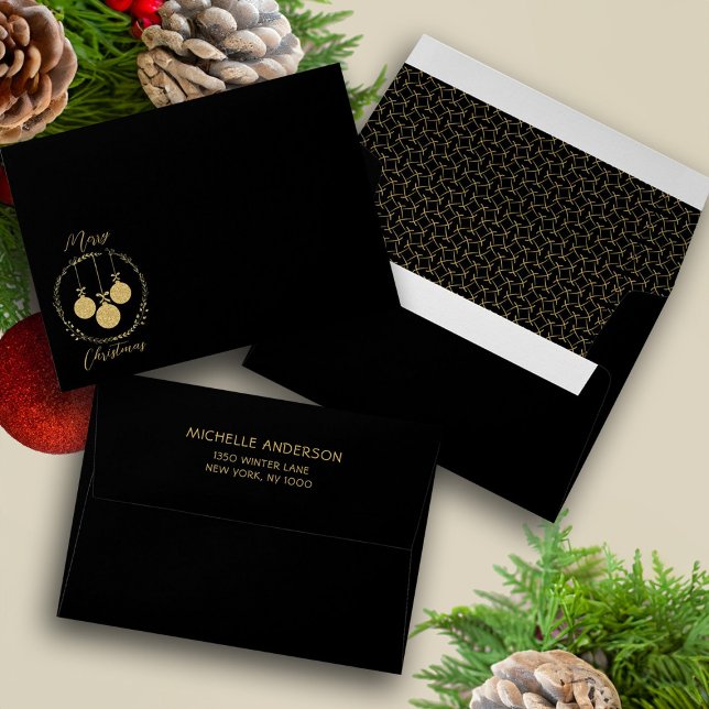 Black Gold Glitter Elegant Christmas Envelope (Black Gold Glitter Elegant Christmas Envelope)