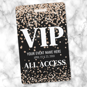 Black Gold Glitter Event VIP Pass ID Badge