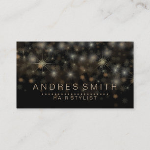 Black Gold Glitter Faux Foil Confetti Hair Stylist Business Card