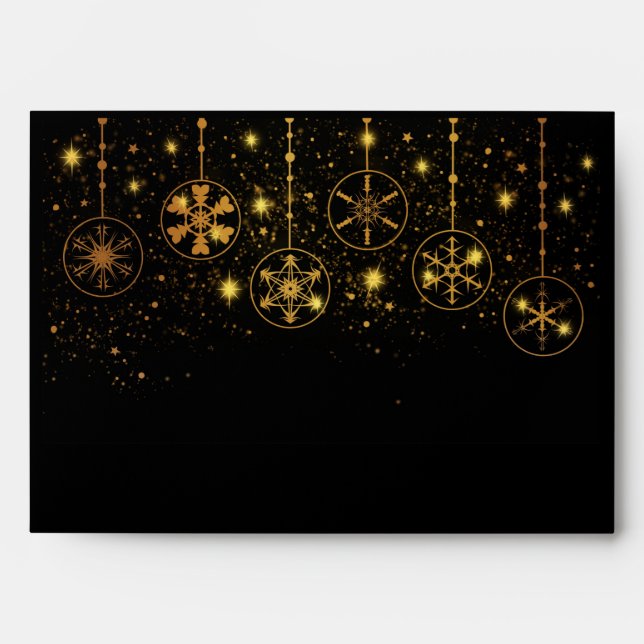 Black Gold Glitter Foil Confetti Elegant Sparkles  Envelope (Front)