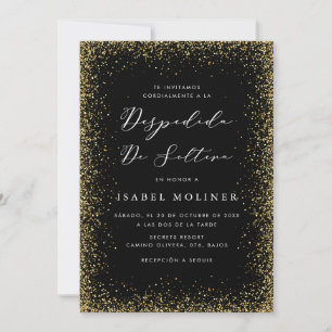 Black Gold Glitter Frame Spanish Bridal Shower Invitation