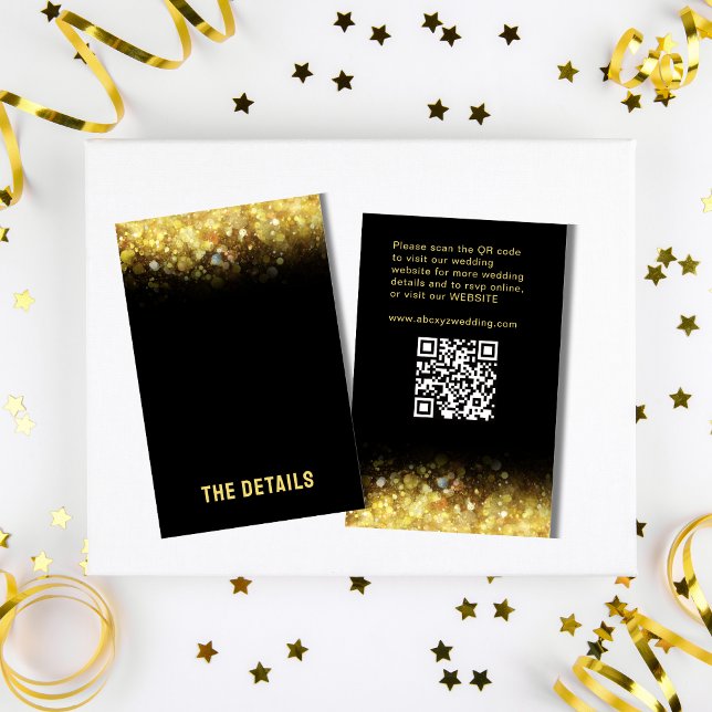 Black Gold Glitter Glam Modern Wedding  Enclosure Card (Black Gold Glitter Glam Modern Wedding  Enclosure Card)