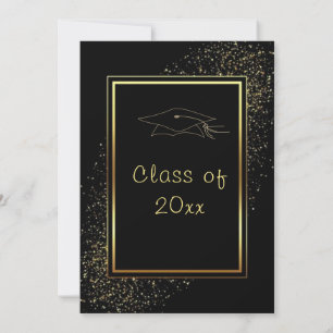Black Gold Glitter Graduation Invitation Template
